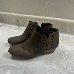 Soda Brown Ankle Booties with Cutout Design